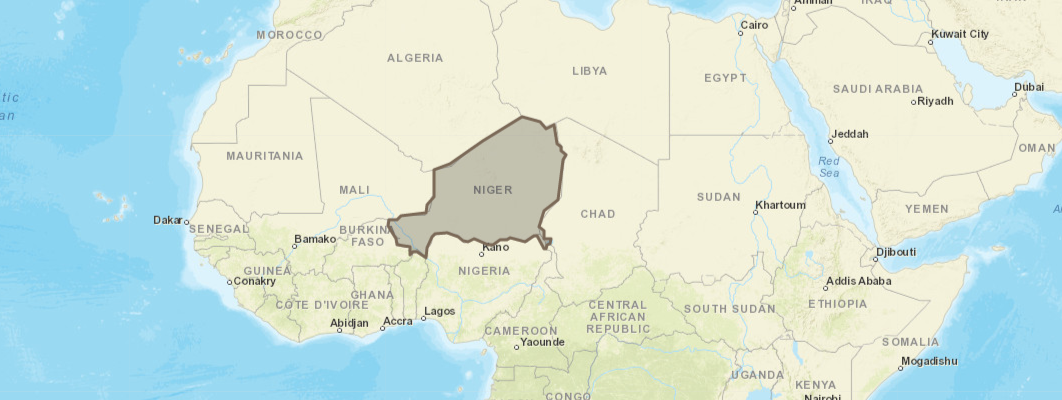 Map of Africa with Niger highlighted
