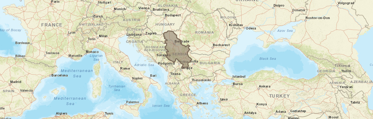 Map of Europe with Serbia highlighted