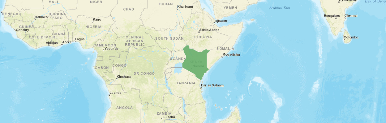 Map of Africa showing Kenya highlighted