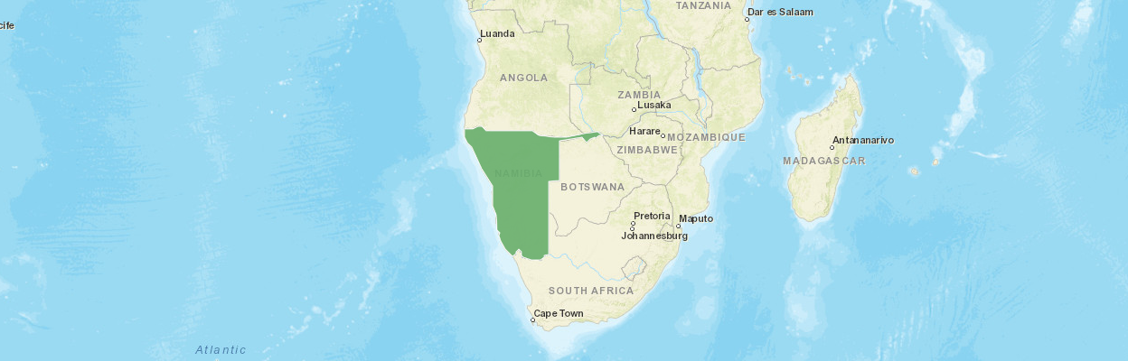 Map of Africa with Namibia highlighted