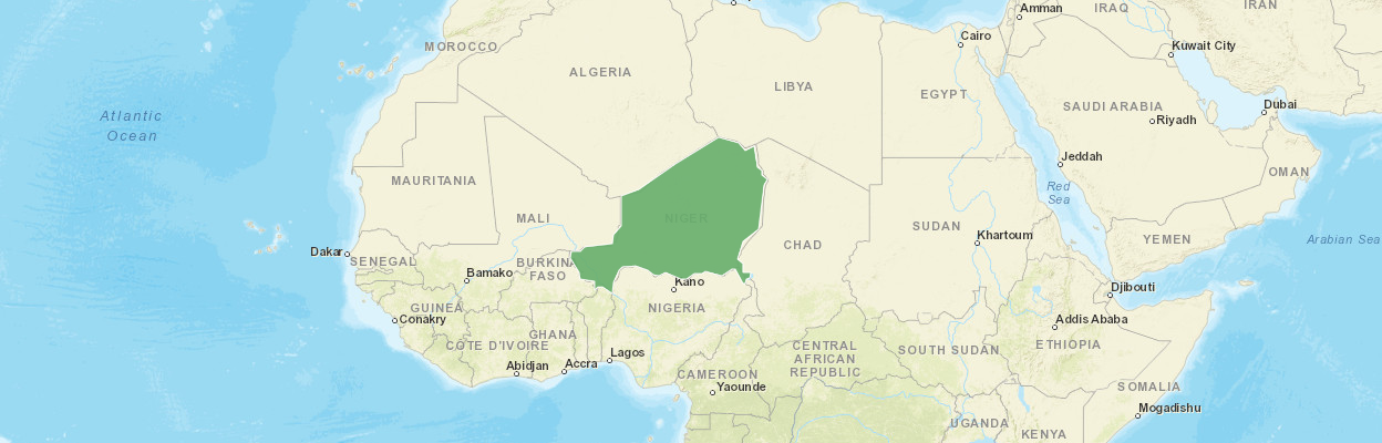 Map of Africa with Niger highlighted