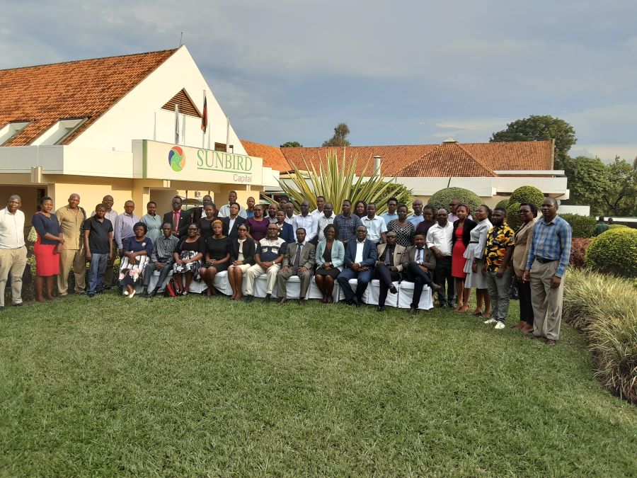 Photo: Participants in a malaria strategy development workshop supported by CHISU and NMCP in Malawi in  early 2023.