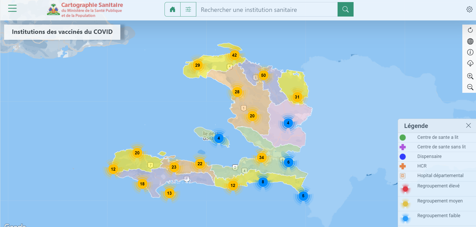 A screenshot of Haiti's Carte Sanitaire